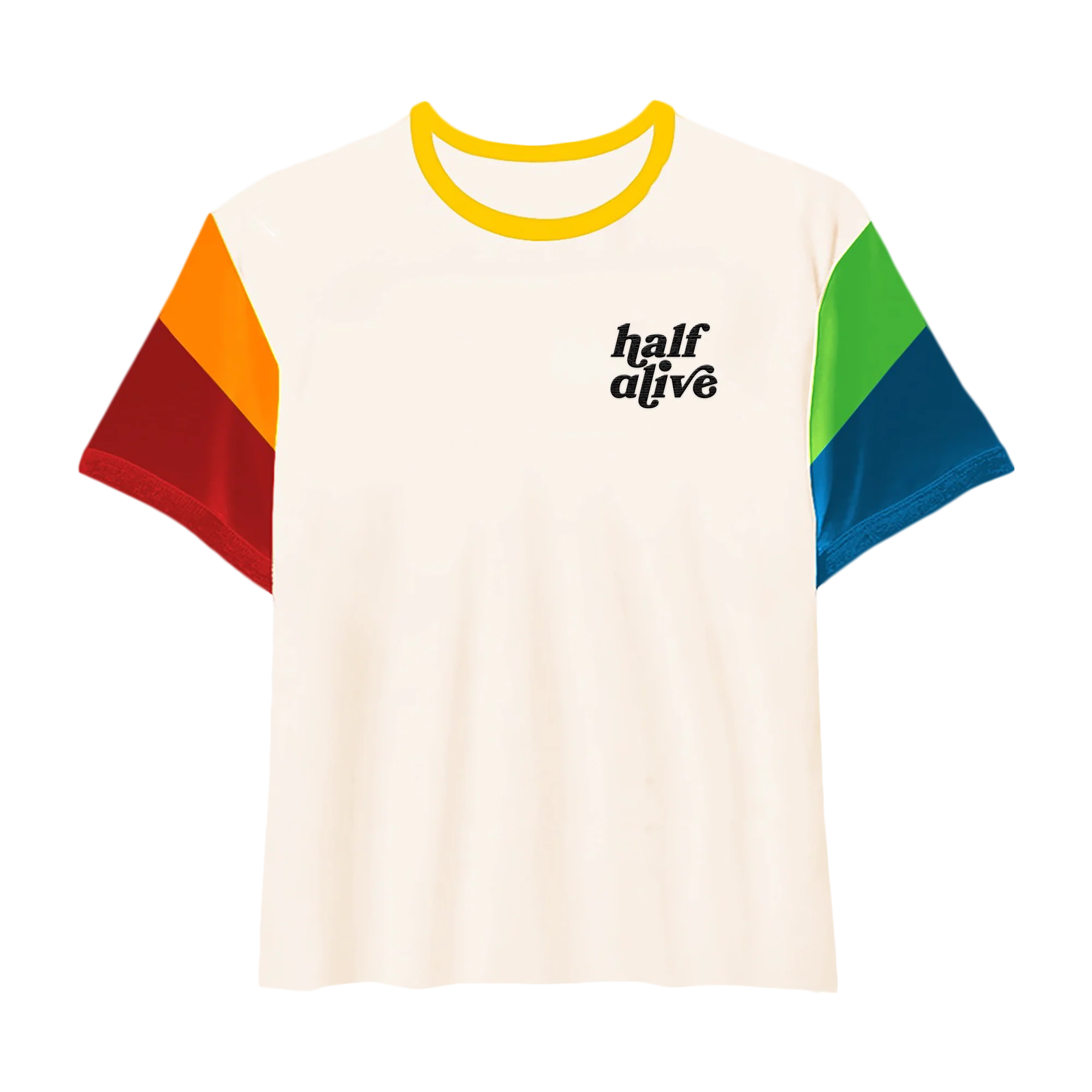 T-SHIRT: Rainbow Sleeve Tee Cream – Half Alive Merch